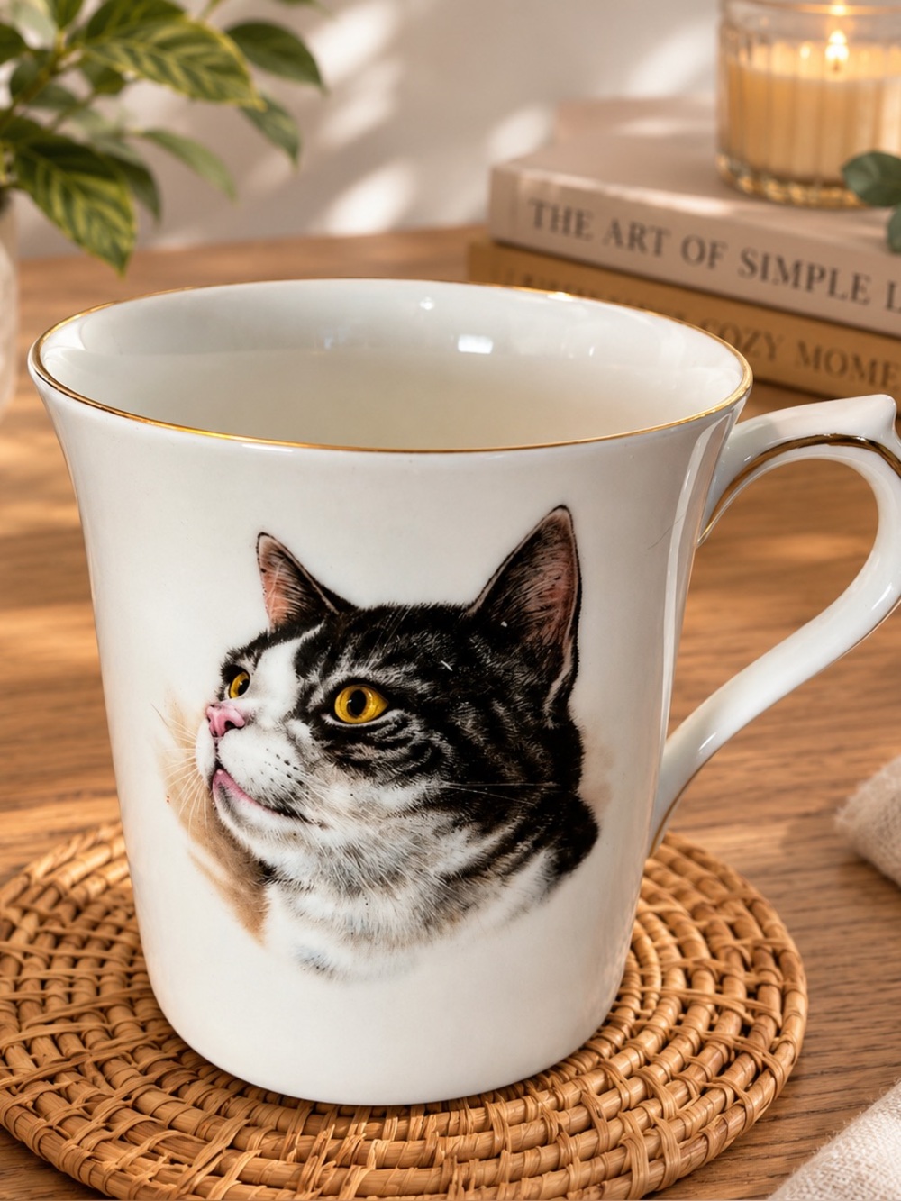 QUEENS ROSINA CHINA CAT PORTRAIT MUG WHITE